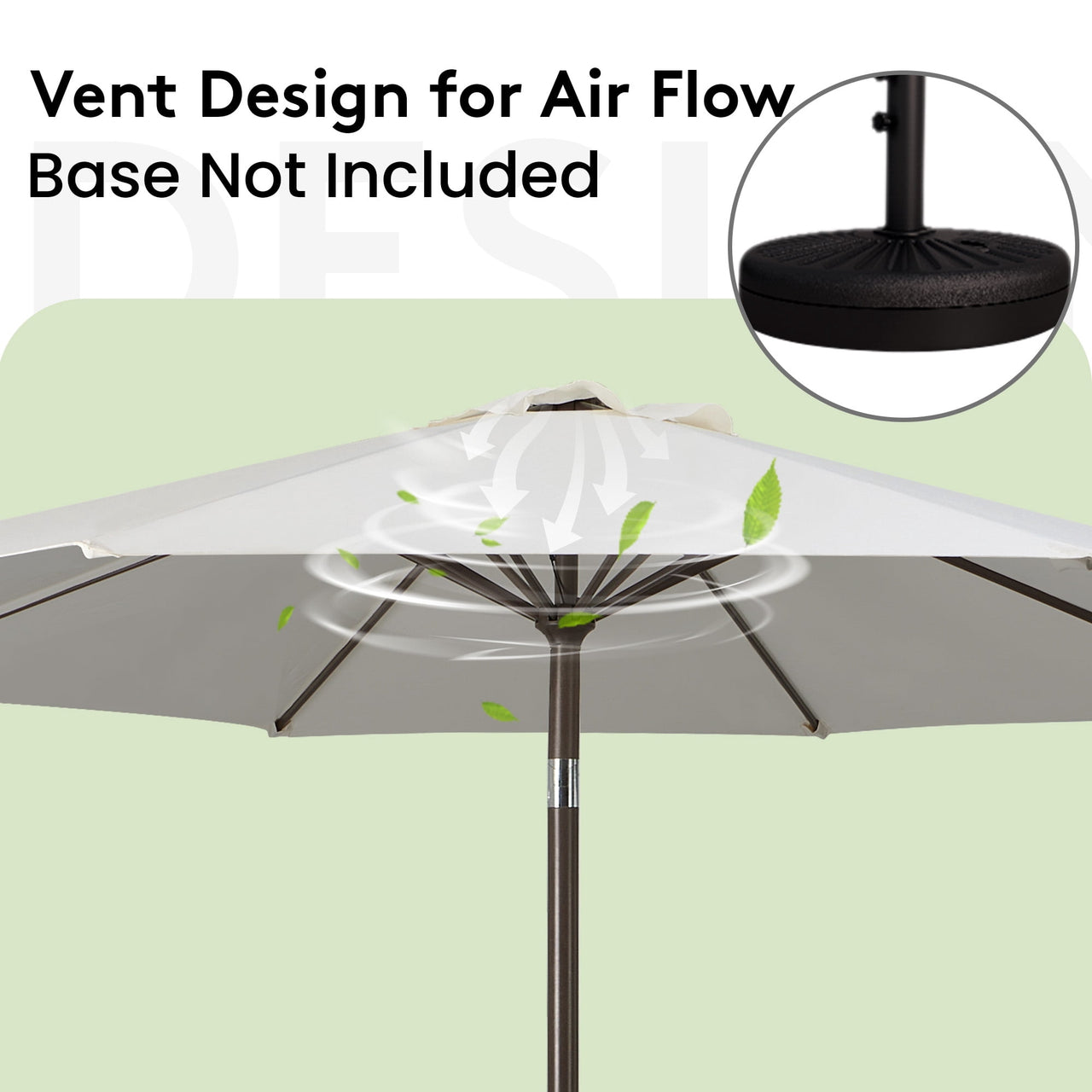 NAPWANT 9ft Patio Umbrella, 8 Sturdy Ribs Outdoor Table Umbrella with Push-Button Tilt & Crank for Garden, Deck, and Pool White