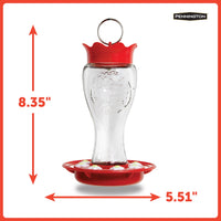 Pennington Glass Red Hummingbird Feeder, 16 oz Nectar Capacity