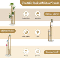 Giantex  4-Tier Metal Plant Stand, Planter Holder  W/ Golden Metal Frame, Faux Marble Finish, Potted Planter Display Rack
