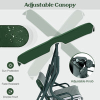 Costway 3 Seats Patio Backyard Canopy Steel Frame Swing Glider Hammock Cushioned