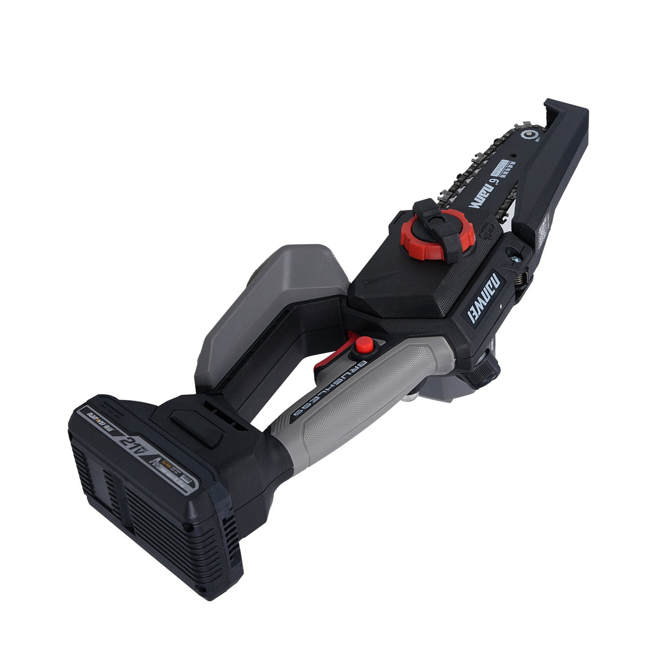 Cordless Chainsaw 6inch Chainsaw Brushless Electric Chainsaw For Logging And Tree Cutting Wood Processing, Garden Maintenance, Artistic Creation Outdoor Adventure 2PCS 21V 4000mah