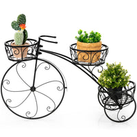 Topbuy Tricycle Metal Plant Stand Flower Pot Cart Holder Ideal for Home Garden Patio