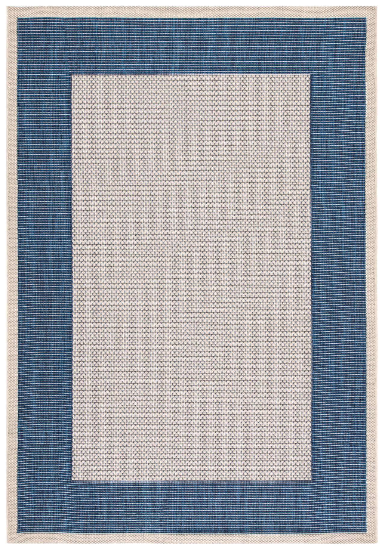 Safavieh Courtyard Justine Bordered Indoor/Outdoor Area Rug, Beige/Navy, 5'3" x 7'7"