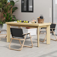 HAUXITIO 63 Inch Dining Table for 6 People, All-Weather Rectangular Table with Solid Wood Legs for Indoor & Outdoor Use,Natural