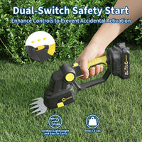 Cordless Hedge Trimmer 2-in-1, 20V 2.0Ah Electric Grass Shears & Hedge Trimmers with 2 Batteries & Charger, 120 Minutes Runtime, Adjustable Angle (15°/30°/45°)Lightweight Ergonomic Design for Garden