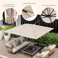 Costway 9.5ft Beige Square Cantilever Offset Patio Umbrella, 360° Rotation