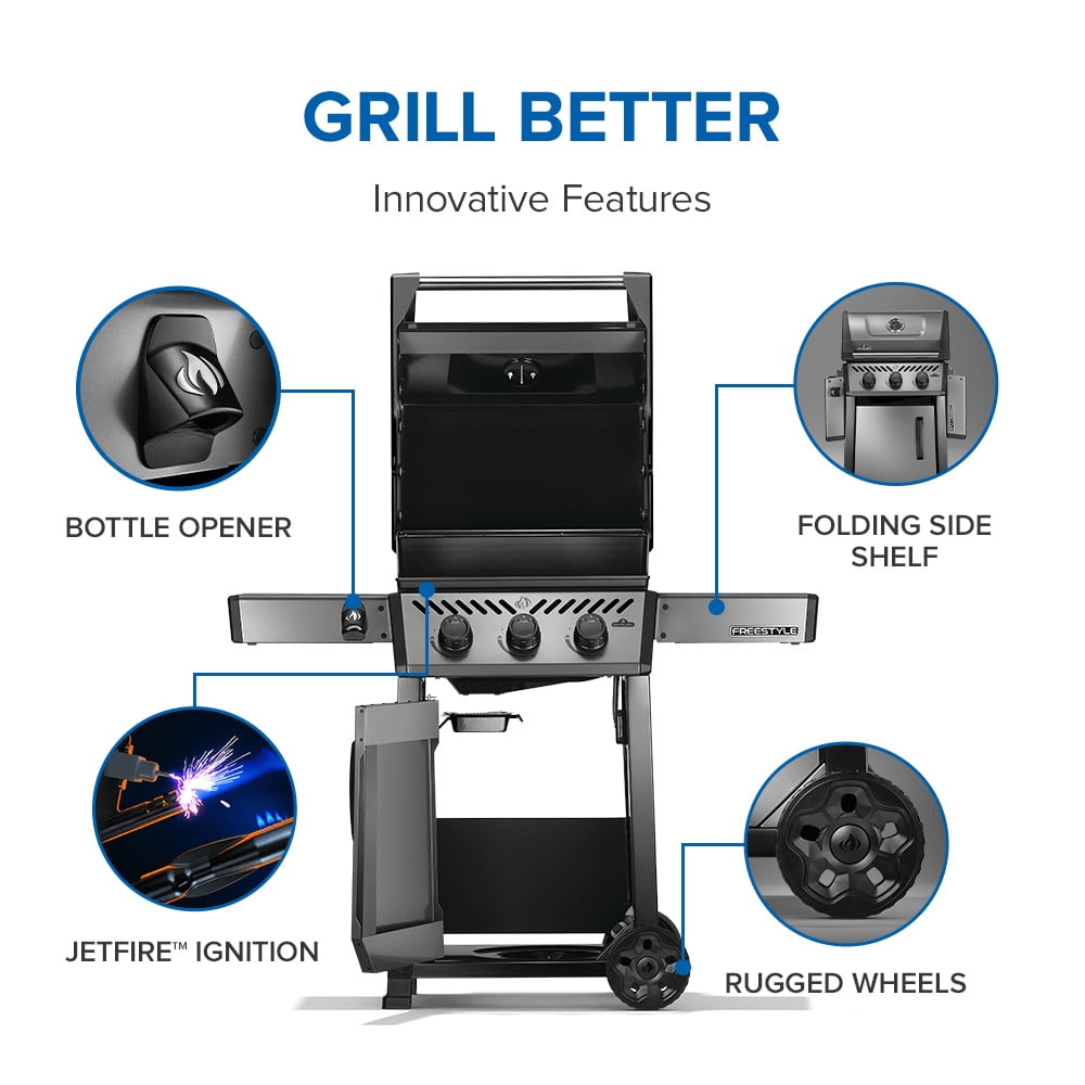 Napoleon Freestyle 365 3-Burner Propane Gas Grill in Graphite Grey