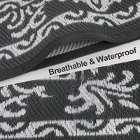Yamaziot 6'x9' Outdoor Rugs Patio Rug Medallion Reversible Mat, RV Rug, Waterproof Plastic Straw Outdoor Area Rug for Patio, Camping, Porch, Balcony, Beach, Deck, Backyard, Garden, Gray