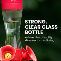 Perky-Pet Pinch-Waist Glass Hummingbird Feeder 8 oz Capacity, Red