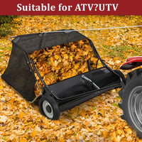 Tow Behind 48 Inch Lawn Sweeper, Large Capacity Heavy Duty Leaf & Grass Collector with Adjustable Sweeping Height, Dumping Rope Design for Picking Up Debris and Grass