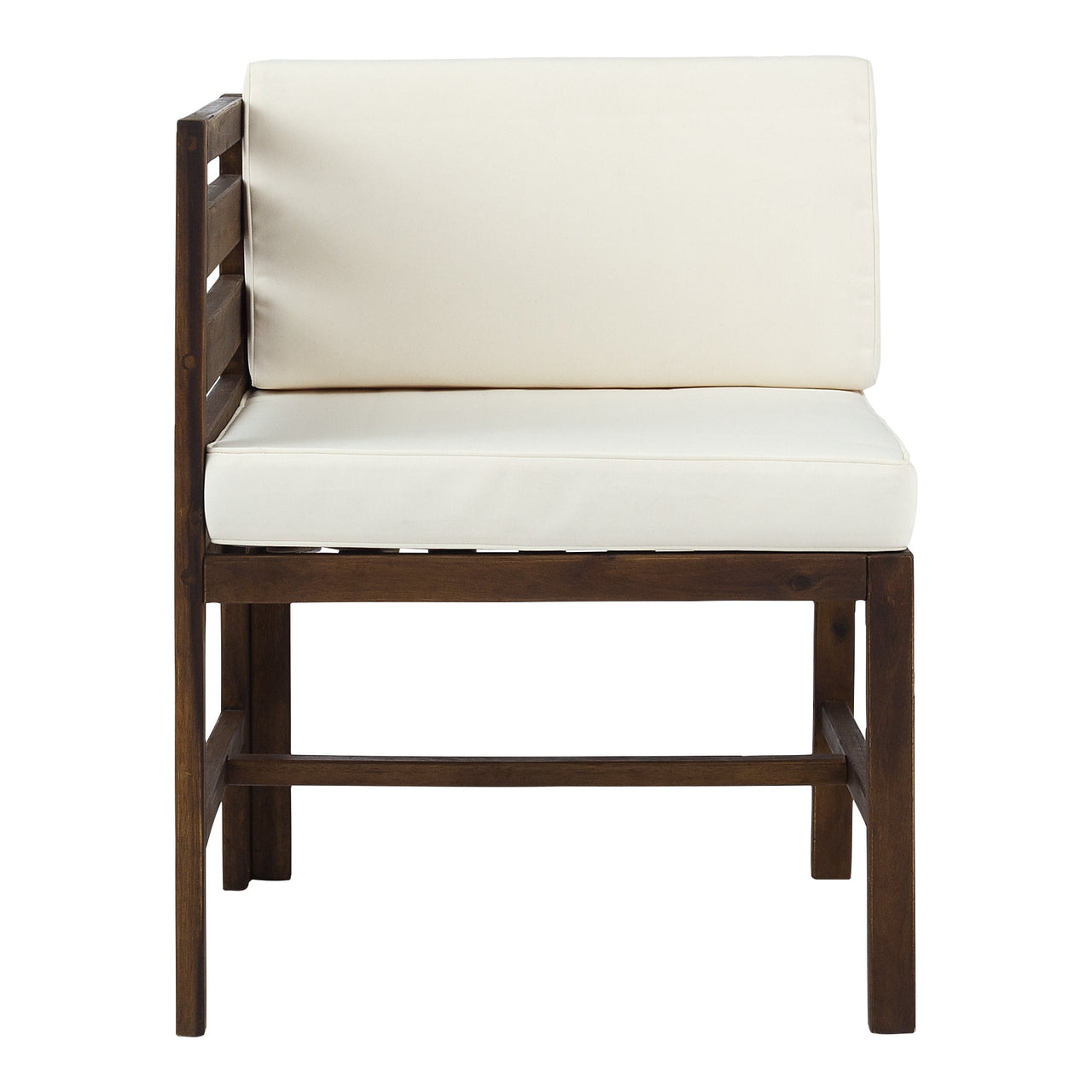 Walker Edison Modular Outdoor Acacia L/R Chairs + Ottoman - Dark Brown