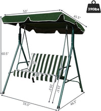 Costway Loveseat Patio Canopy Swing Glider Hammock Cushioned Steel Frame Outdoor Green