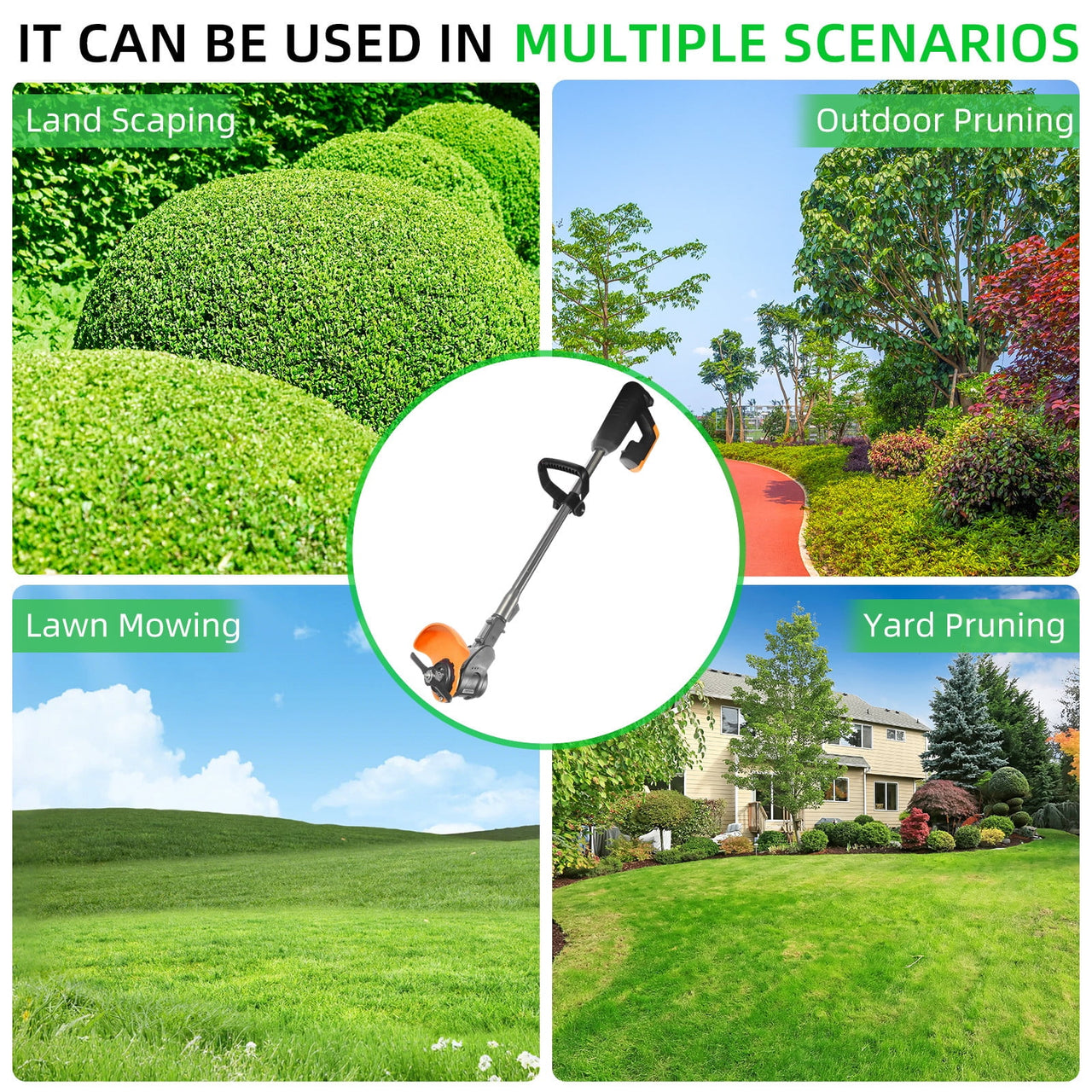 G·PEH Weed Wacker Grass Trimmer, 24V Cordless Weedeater Lightweight Electric Brush Cutter with 2 Batteries and Charger for Home Garden Yard Trimming