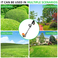 G·PEH Weed Wacker Grass Trimmer, 24V Cordless Weedeater Lightweight Electric Brush Cutter with 2 Batteries and Charger for Home Garden Yard Trimming