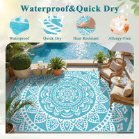Yamaziot 6'x9' Outdoor Rugs Patio Rug Reversible Mats Waterproof RV Rug Plastic Straw Outdoor Area Rug for Patios, Camping, Porch, Balcony, Beach, Deck, Teal