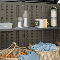 Suncast 3 Pack Horizontal Shed Shelf Space Saving Wall Outdoor Storage, Black