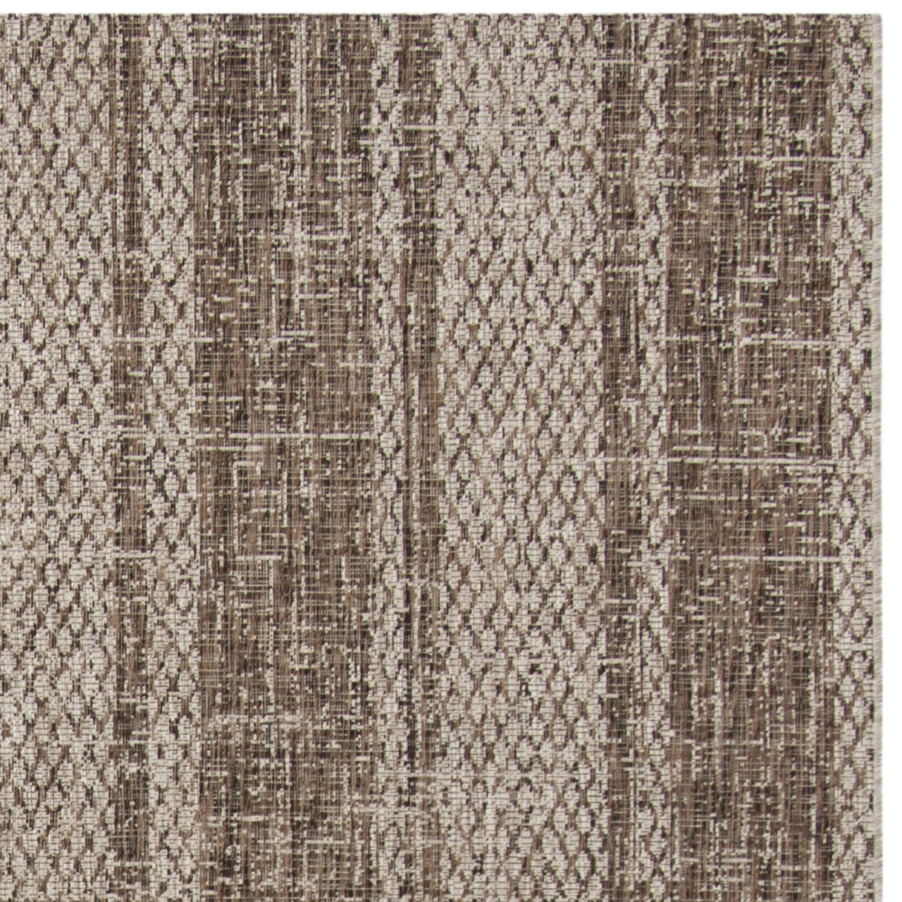 SAFAVIEH Courtyard Robert Striped Indoor/Outdoor Area Rug, 5'3" x 7'7", Light Beige/Light Brown