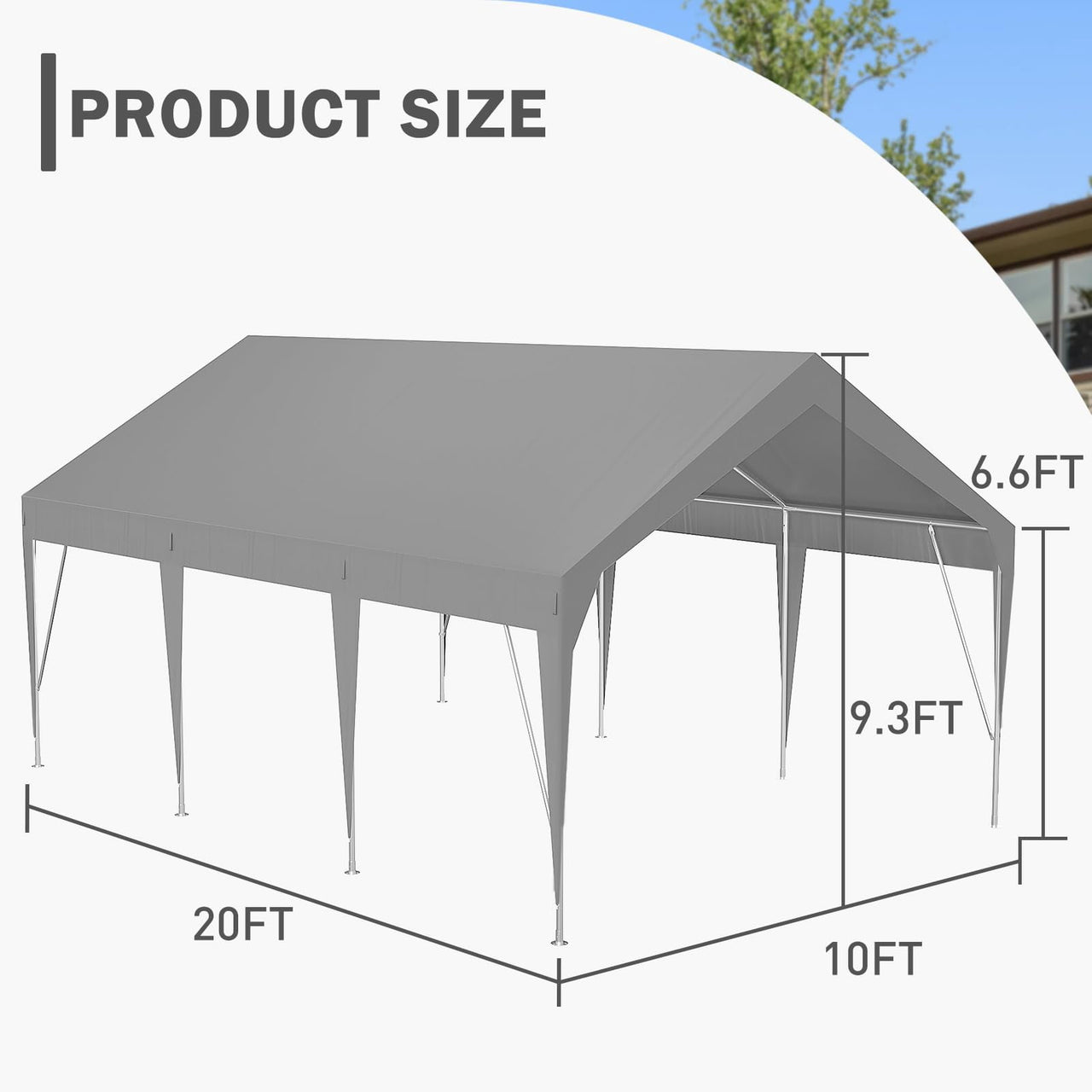 Carport Heavy Duty Car Canopy UV Resistant Waterproof Portable Garage for Car, Boat, Party, Storage Shed