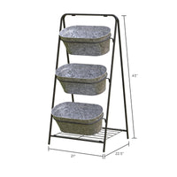 Panacea Large Oval Galvanised Metal Planter 3 Tier Washtub Style with Drainage Holes for Indoor/Outdoor