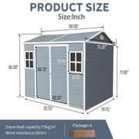 6x8 FT Outdoor Storage Shed with Double Windows And Floor, Lockable Tool Storage Sheds With Sloped Roof, Utility Tool Shed Storage House For Backyard Patio Lawn Garden