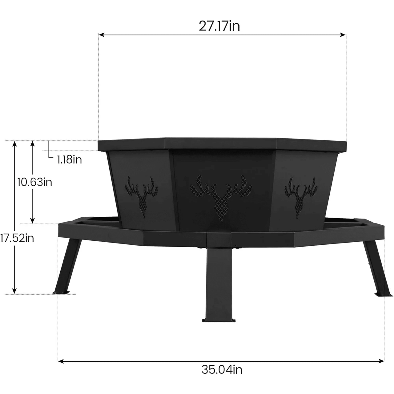 HAUXITIO Octagon Wood Burning Fire Pit,35" Outdoor Steel Firepit with Fire Poker for Patio, Backyard, Garden and Camping