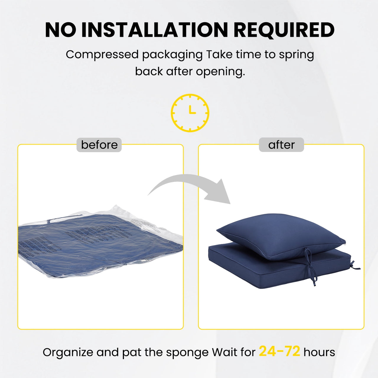 STARY Outdoor Deep Seat Cushions for Patio Furniture, 24"x24" Replacement Sectional Cushions for Outdoor Sofa, Armchair, 8 Pieces, Blue