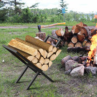 X-Shaped Firewood Rack, Metal Log Storage Stand for Indoor Fireplace, Outdoor Patio & Camping