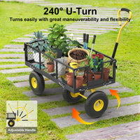 Firstness Heavy Duty Garden Cart, 900 lbs Capacity Garden Wagon with Removable Sides, Black