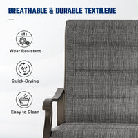 Techmilly Patio Swivel Chairs Set of 2, Outdoor Dining Chairs High Back Padded All Weather Breathable Textilene Outdoor Swivel Chairs with Metal Rocking Frame for Lawn Garden Backyard Deck, Dark Grey