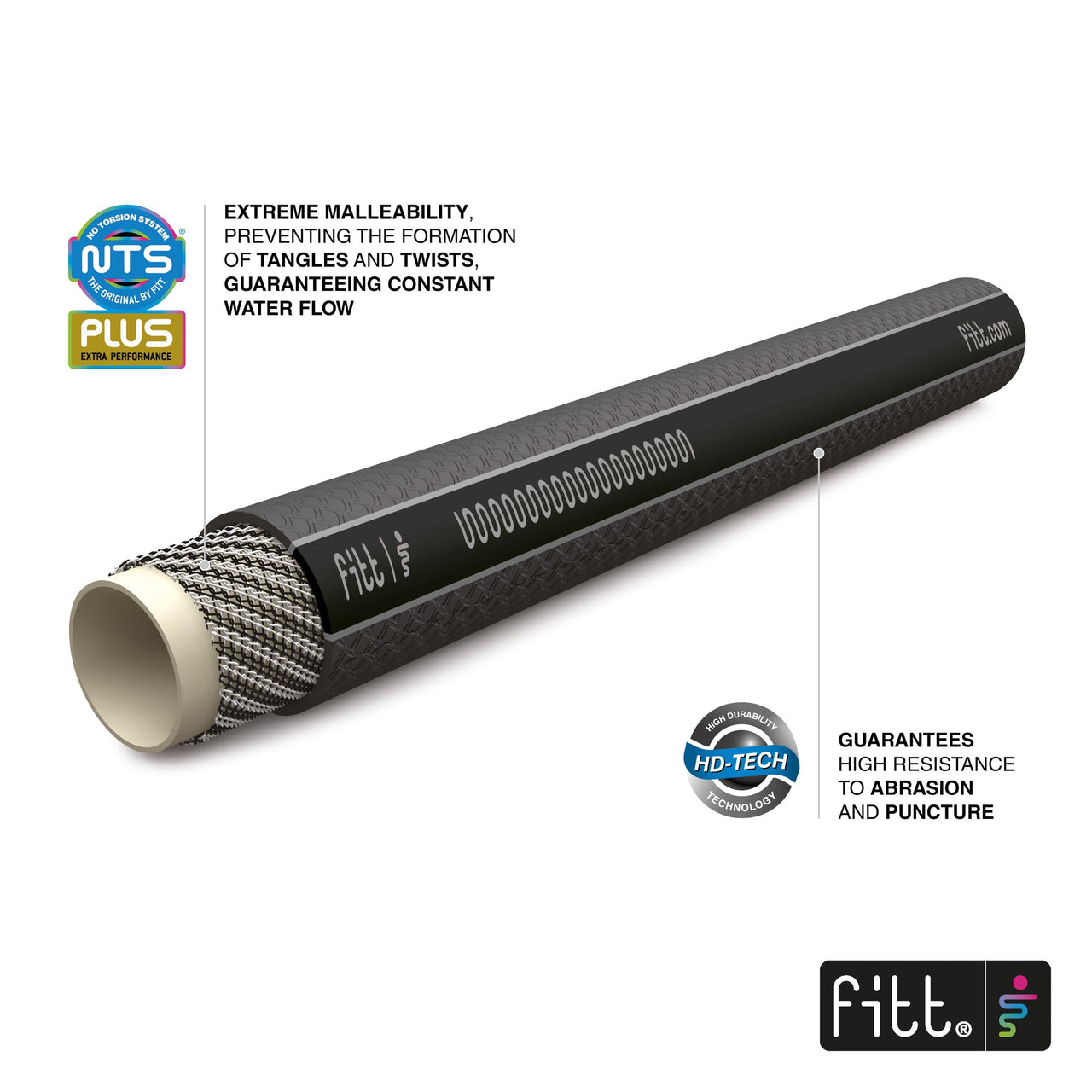 FITT Force Pro 5/8" x 50' Commercial Grade Black Garden Hose