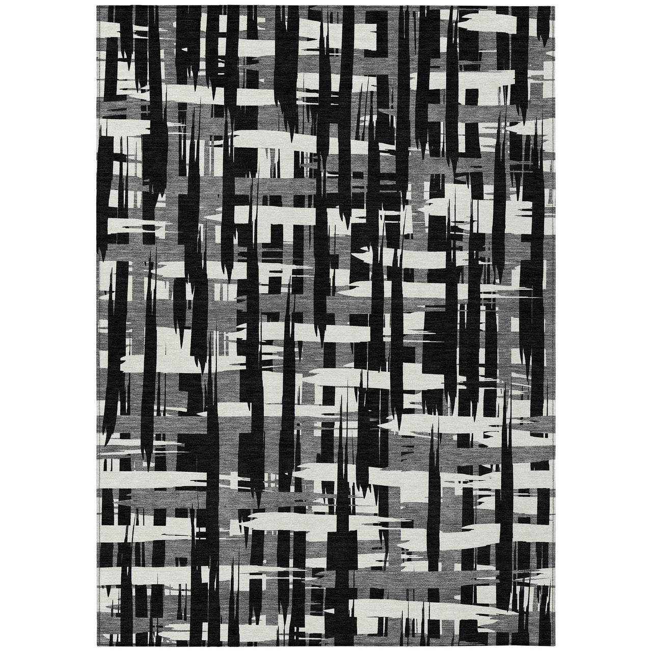 Addison Rugs Chantille Indoor/Outdoor Transitional Stripes Black Machine Washable Rectangle Rug, 10' x 14'