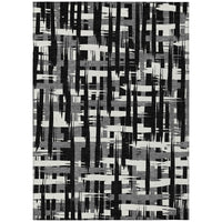 Addison Rugs Chantille Indoor/Outdoor Transitional Stripes Black Machine Washable Rectangle Rug, 10' x 14'