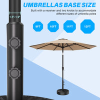 Easthome Heavy Duty Fillable Patio Umbrella Base with Dual-Lock System, Holds up to 81.5 lbs for 7-12FT Market Umbrella, Sand/Water Weighted Stand for Outdoor, Fits 1.5