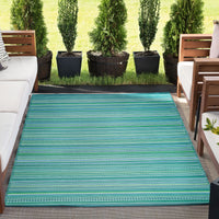 5x7 Waterproof, Reversible Plastic Straw Outdoor Rugs for Patios | Also for Camping, RV, Deck, Porch, Balcony, Camp, Patio | Red, Stripe | Size: 5' x 6'11''