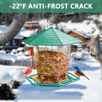 PHANCIR Bird Feeder for Outdoor Hanging, Expandable 7.8'' Tall Latch Feature, Heavy Duty Bird Feeders for Outside, Garden Yard Decoration for House, Green