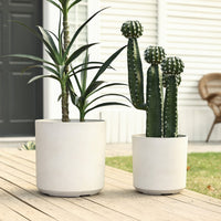 LuxenHome 2-Piece Moon Stone Round Plastic Planters Set