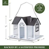 Kingsyard Weatherproof Metal Bird Feeder House, Triple Feeders for Outside Finch Cardinal, White