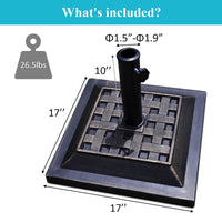 Costway 17.5'' Umbrella Base Stand Market Patio Standing Outdoor Living Heavy Duty (Square)