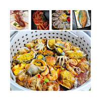 100Qt Seafood Boil Pot, 11,0000 BTU Aluminum Outdoor Seafood Boil Kit， Seafood Boil Pot with Strainer Basket, Propane Stove Burner for Outdoor Cooking Seafood Shrimp, Crab, Crawfish