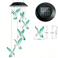 BSHAPPLUS® Wind Chimes, Solar Hummingbird Wind Chimes Waterproof Outdoor Lights Color Changing LED for Party Night Garden Birthday Gifts