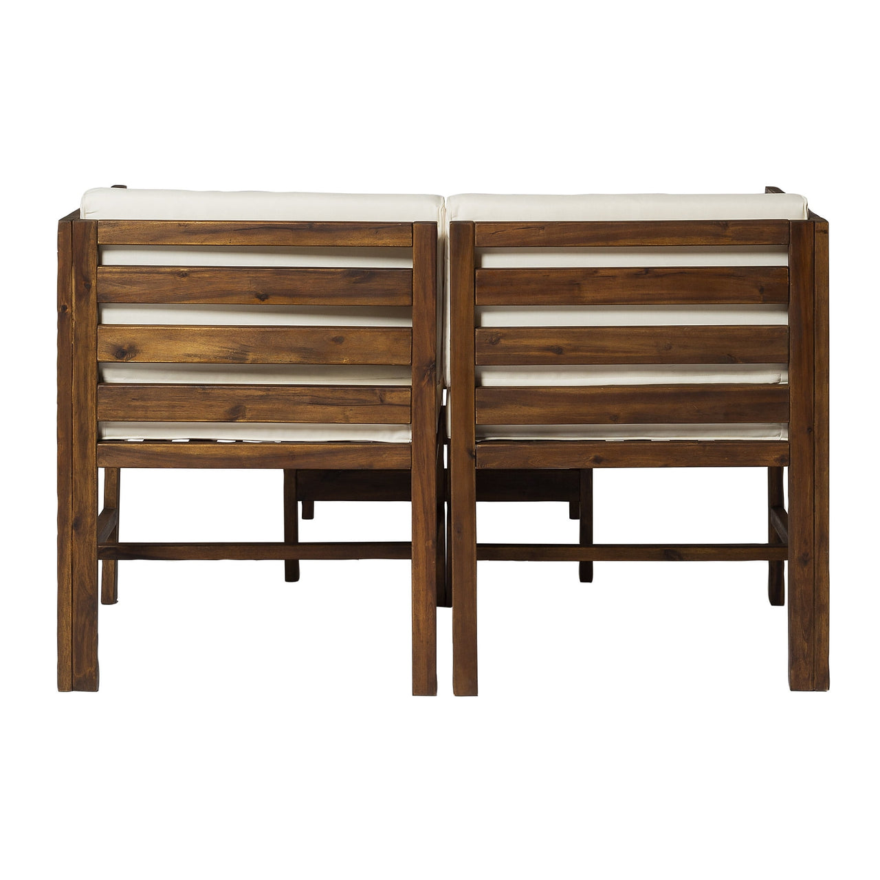Walker Edison Modular Outdoor Acacia L/R Chairs + Ottoman - Dark Brown