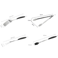 BBQ Tools Grill Tools Set with Grill Tongs, Spatula, Forks, Brush - Stainless Steel Grill Kit Grilling Utensils Set - Perfect BBQ Grill Accessories for Outdoor - Gifts for Dad - 4 PCS
