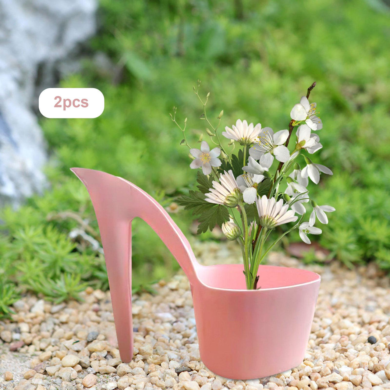 Gazechimp 2Pcs Flower Pot Bookshelf Decor Desktop Ornament Table Ornaments Lady Shoe Shape