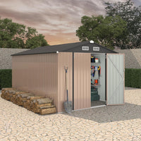 8x12 FT Metal Storage Sheds Outdoor, Metal Yard Sheds Garden Shed Kit, 8x12x6.4 FT Outdoor Storage Sheds, Metals Tool Shed with Lockable Door, Metals UtilityShed Buildings with Air Vent for Backyard G