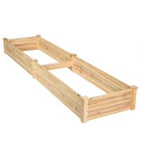 Costway Wooden Vegetable Raised Garden Bed Backyard Patio Grow Flowers Planter with 2 Planting Compartments
