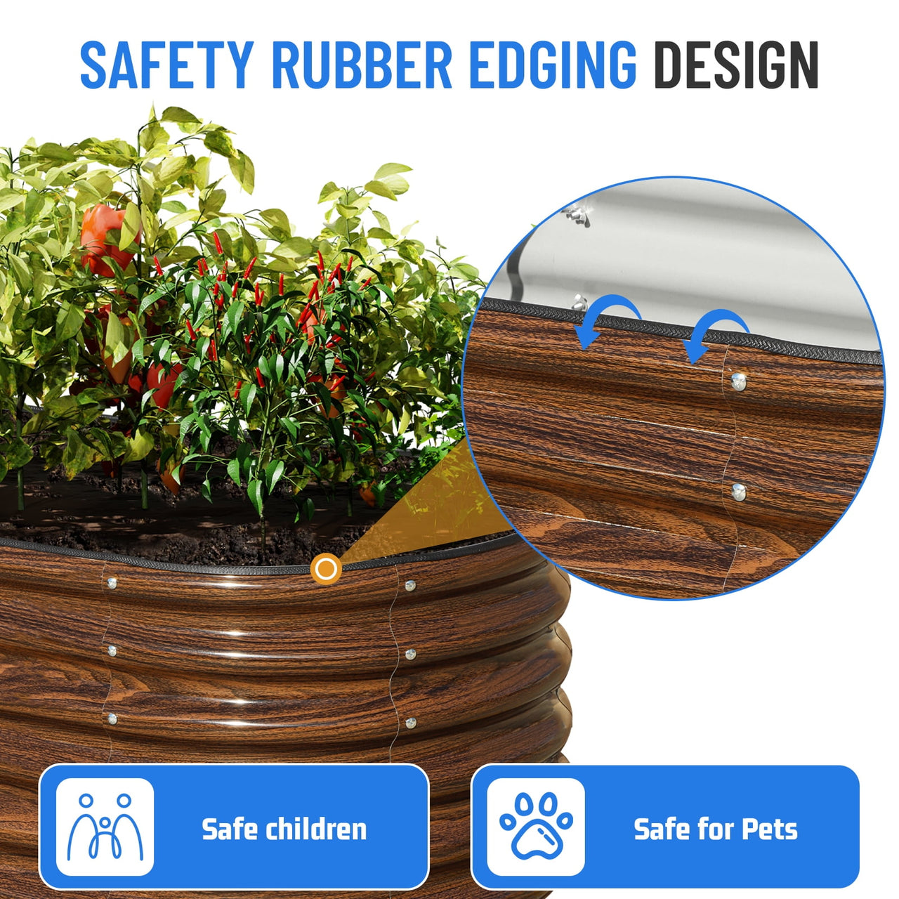 SnugNiture 2-Pack 4x2x1.5 FT Extra-Deep Raised Garden Bed, Galvanized Metal Planter Box for Vegetables, Tomatoes, Herbs, Brown
