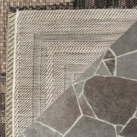 SAFAVIEH Courtyard Ercan Bordered Indoor/Outdoor Area Rug, Natural/Black, 8' x 10'