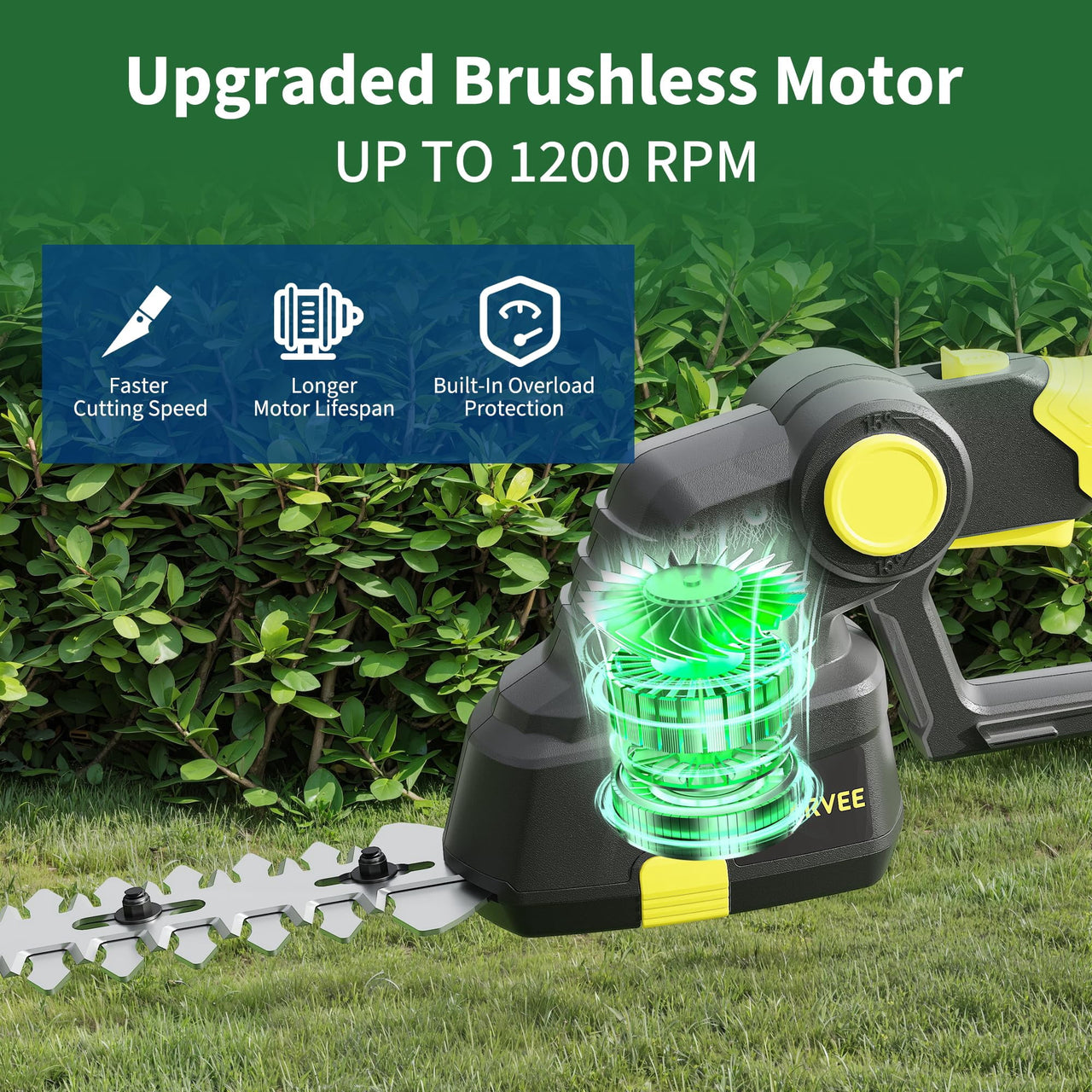 Cordless Hedge Trimmer 2-in-1, 20V 2.0Ah Electric Grass Shears & Hedge Trimmers with 2 Batteries & Charger, 120 Minutes Runtime, Adjustable Angle (15°/30°/45°)Lightweight Ergonomic Design for Garden