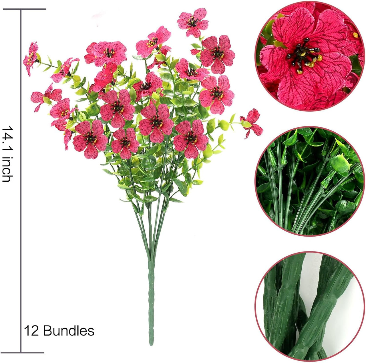 ZOELNIC 12 Bundles Artificial Fake Flowers Outdoors, Realistic UV Resistant Faux Plants with Silk Flowers for Outside Planters Window Box Front Porch Summer Decoration
