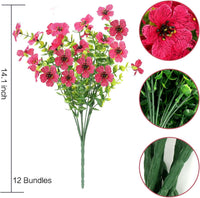 ZOELNIC 12 Bundles Artificial Fake Flowers Outdoors, Realistic UV Resistant Faux Plants with Silk Flowers for Outside Planters Window Box Front Porch Summer Decoration